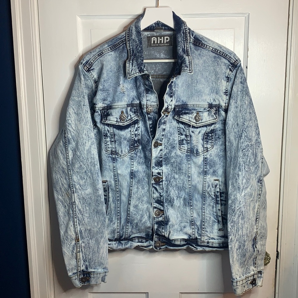 AHP Another Hype Piece Men’s Stonewashed Distressed 80s Denim Jean Jacket SZ L